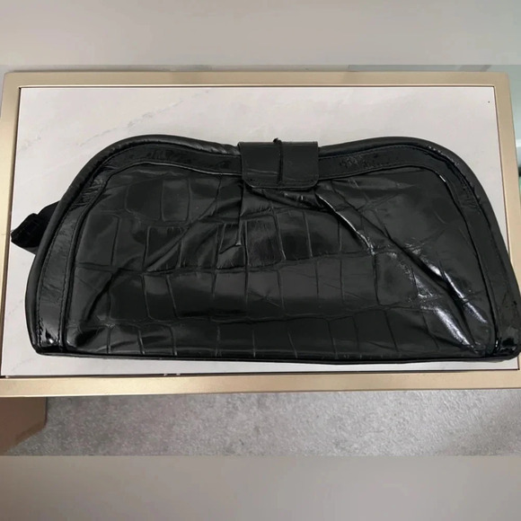 Vintage | Gregory | Embroidered Black And Bronze Leather  Large Clutch - Picture 6 of 10